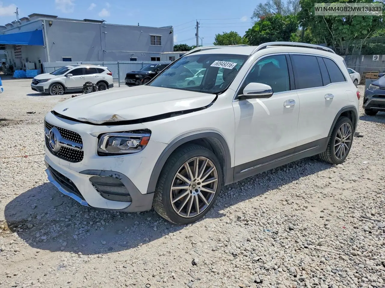 2021 Mercedes-Benz Glb 250 VIN: W1N4M4GB2MW138333 Lot: 60949316