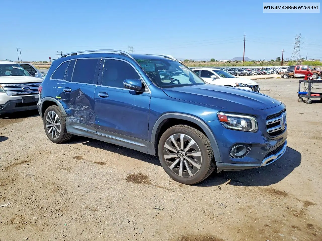 2022 Mercedes-Benz Glb 250 VIN: W1N4M4GB6NW259951 Lot: 53240756