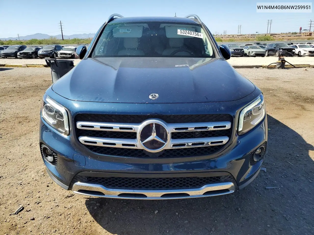 2022 Mercedes-Benz Glb 250 VIN: W1N4M4GB6NW259951 Lot: 53240756