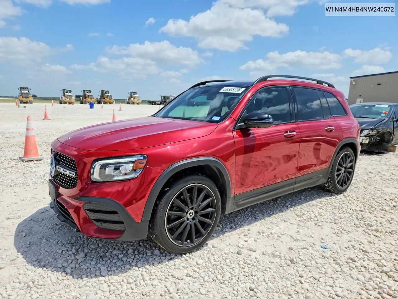 2022 Mercedes-Benz Glb 250 4Matic VIN: W1N4M4HB4NW240572 Lot: 59303236