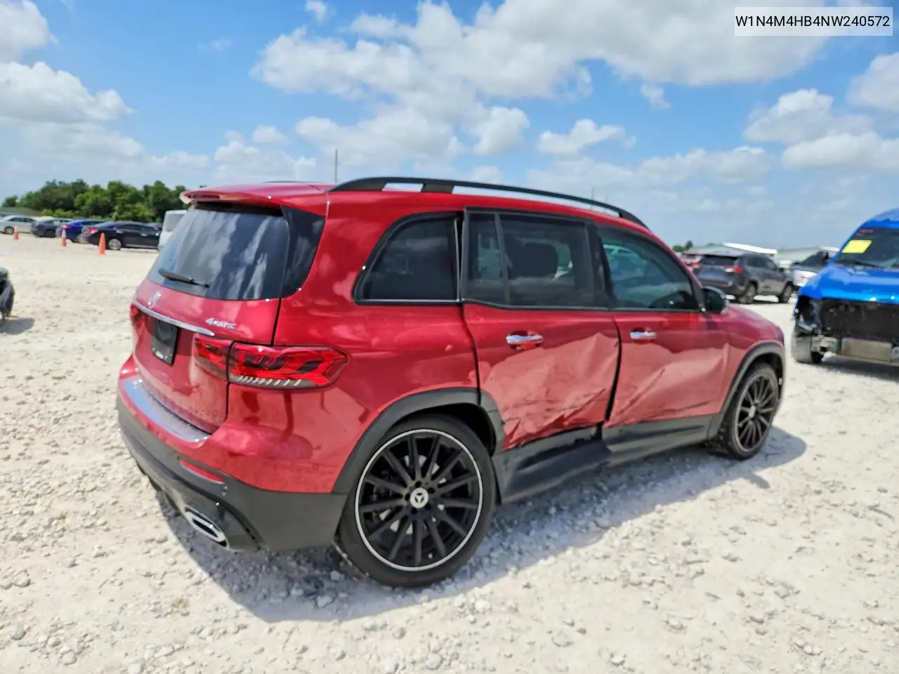 2022 Mercedes-Benz Glb 250 4Matic VIN: W1N4M4HB4NW240572 Lot: 59303236
