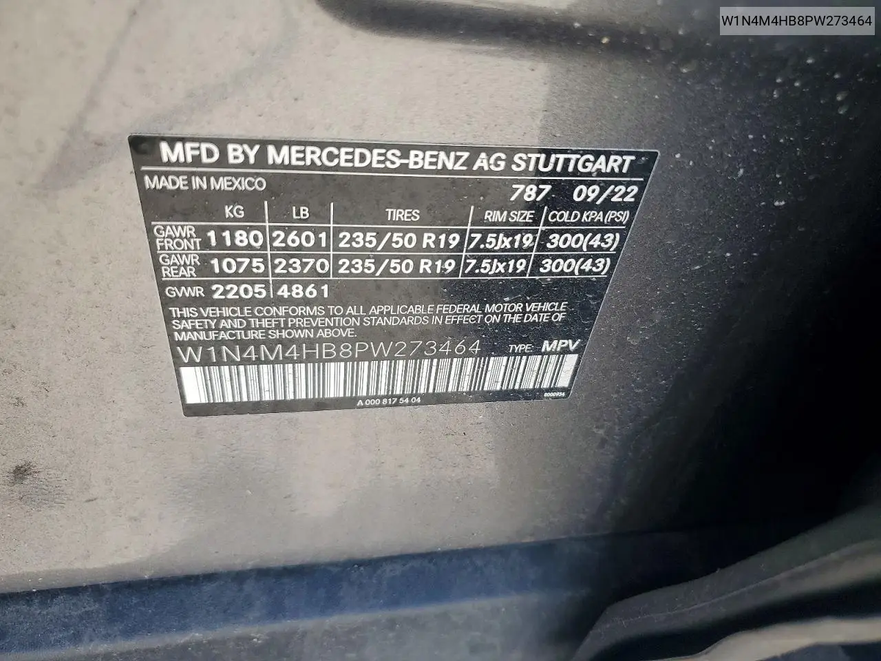 2023 Mercedes-Benz Glb 250 4Matic VIN: W1N4M4HB8PW273464 Lot: 54240576