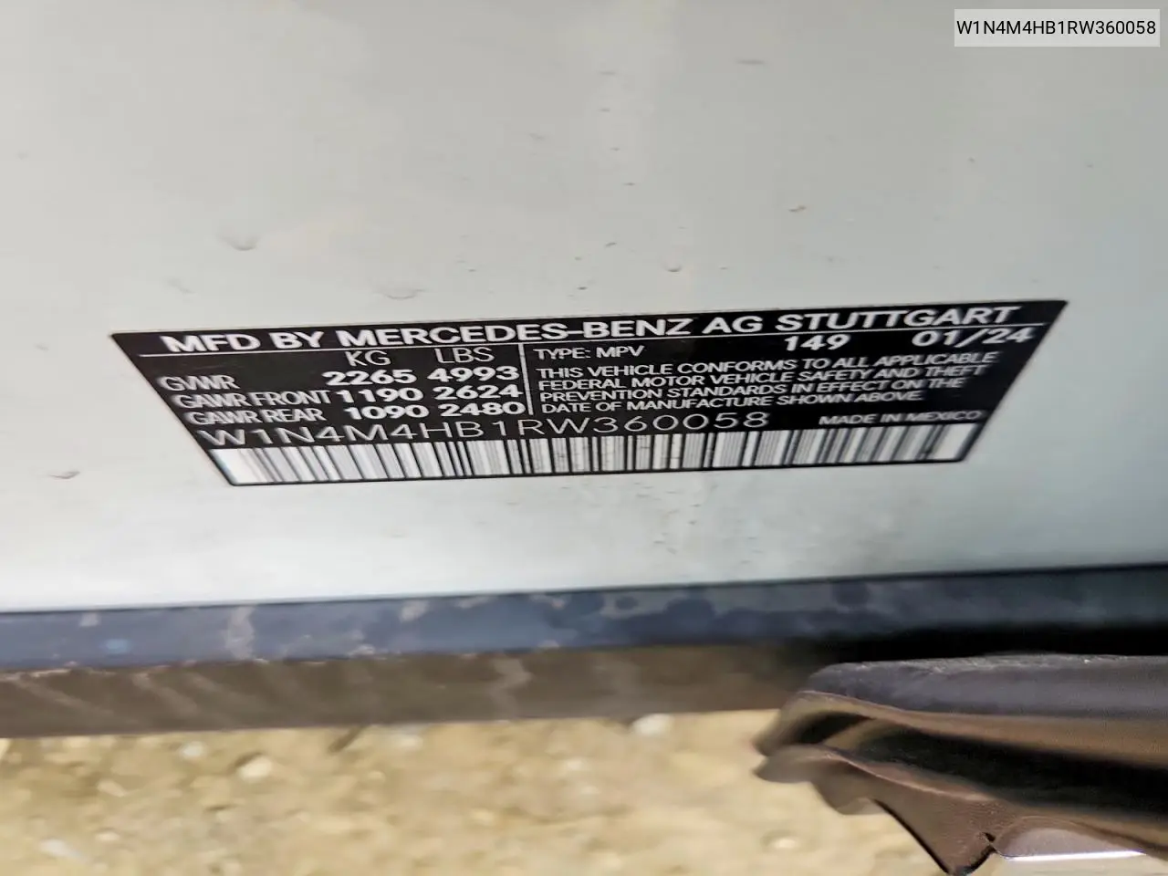 2024 Mercedes-Benz Glb 250 4Matic VIN: W1N4M4HB1RW360058 Lot: 58957346