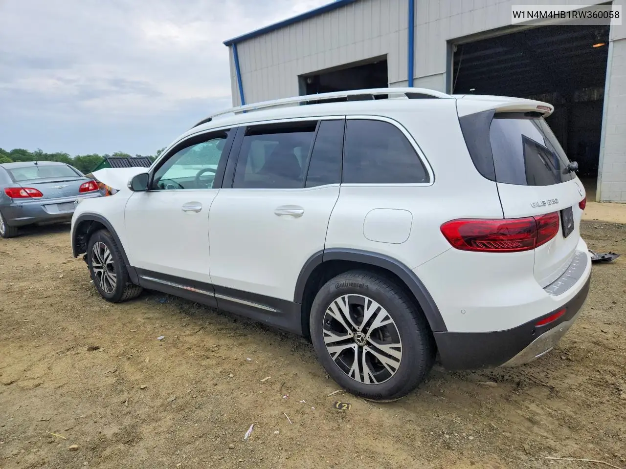 2024 Mercedes-Benz Glb 250 4Matic VIN: W1N4M4HB1RW360058 Lot: 58957346