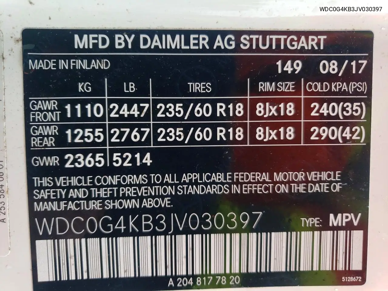2018 Mercedes-Benz Glc 300 4Matic VIN: WDC0G4KB3JV030397 Lot: 59668746
