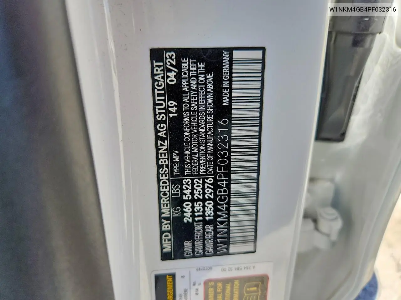 2023 Mercedes-Benz Glc 300 VIN: W1NKM4GB4PF032316 Lot: 60279516