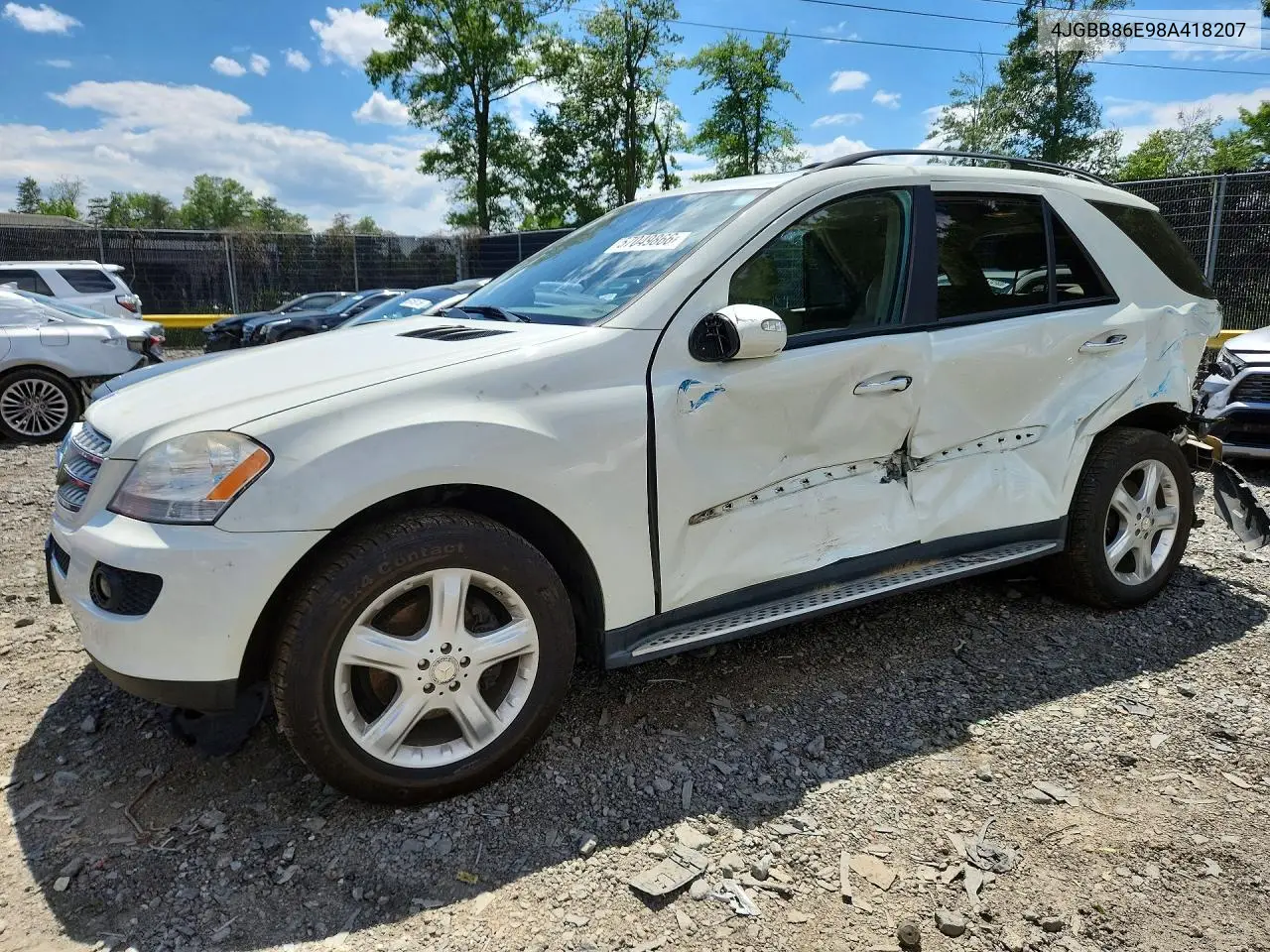 2008 Mercedes-Benz Ml 350 VIN: 4JGBB86E98A418207 Lot: 57049866