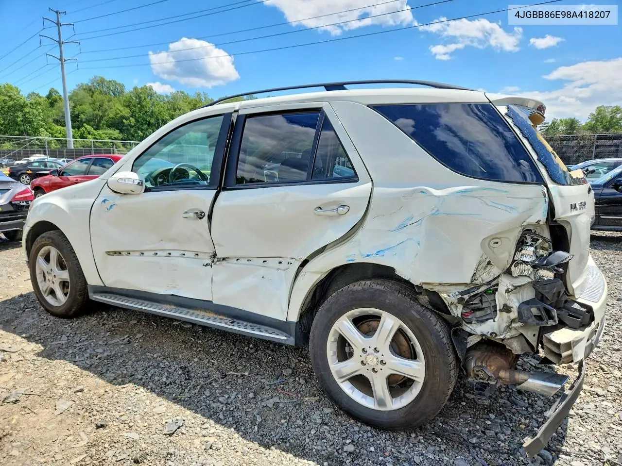 2008 Mercedes-Benz Ml 350 VIN: 4JGBB86E98A418207 Lot: 57049866