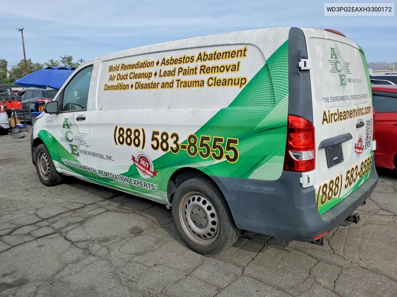 2017 Mercedes Benz Metris Delivery Van VIN: WD3PG2EAXH3300172 Lot: 56687696