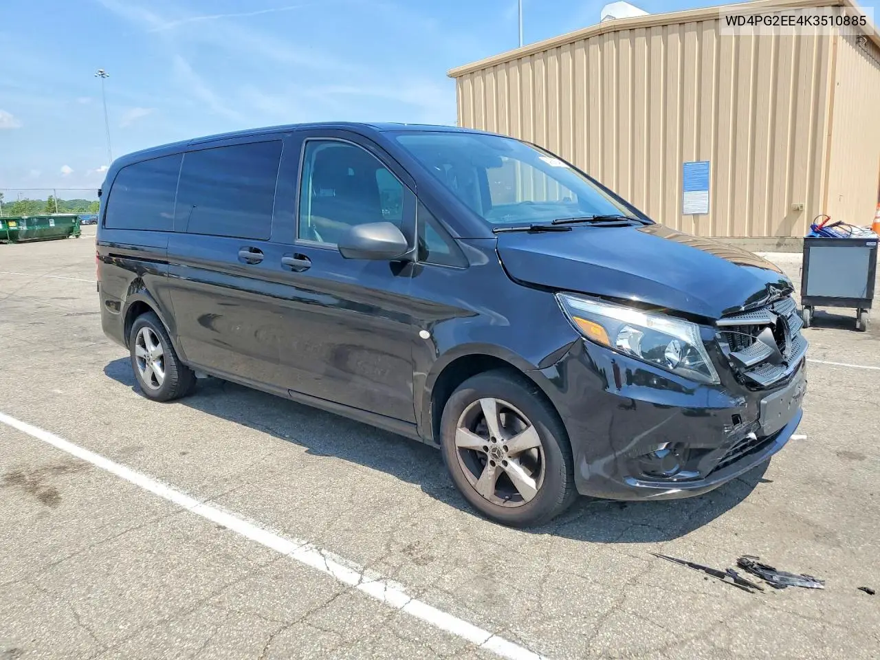 2019 Mercedes Benz Metris VIN: WD4PG2EE4K3510885 Lot: 54269346