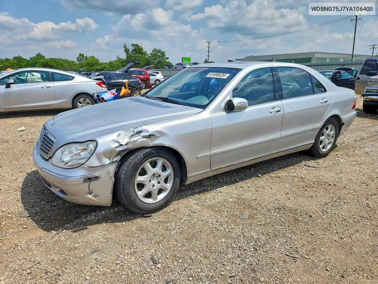 2000 Mercedes-Benz S 500 VIN: WDBNG75J7YA106400 Lot: 61698426