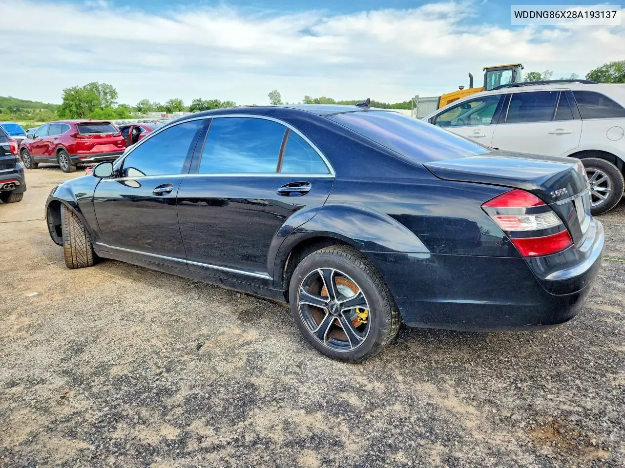 2008 Mercedes-Benz S 550 4Matic VIN: WDDNG86X28A193137 Lot: 55133686