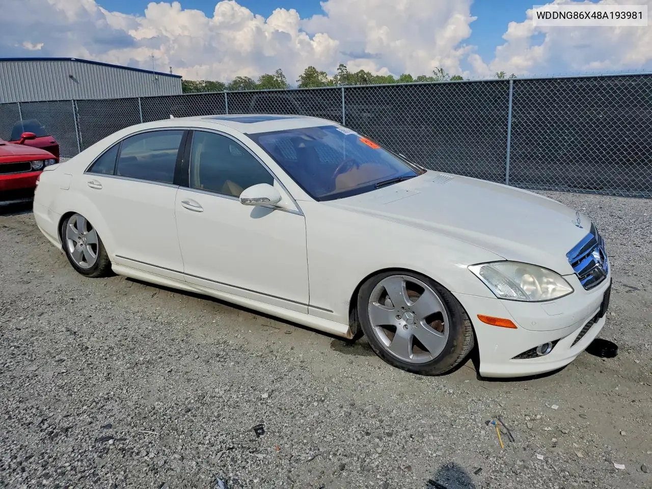 2008 Mercedes-Benz S 550 4Matic VIN: WDDNG86X48A193981 Lot: 59816456