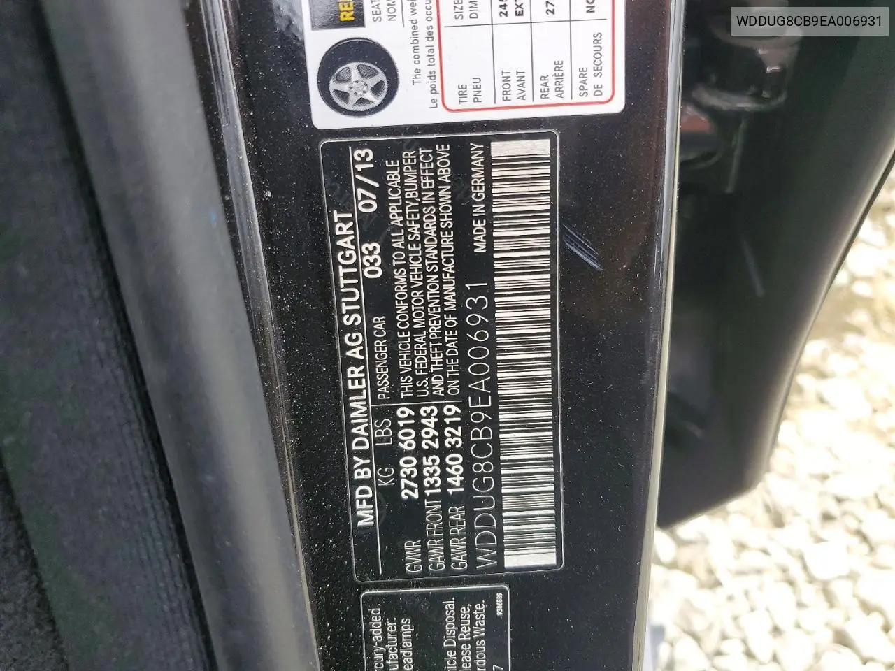2014 Mercedes-Benz S 550 VIN: WDDUG8CB9EA006931 Lot: 61006046