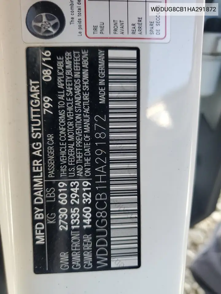 WDDUG8CB1HA291872 2017 Mercedes-Benz S 550