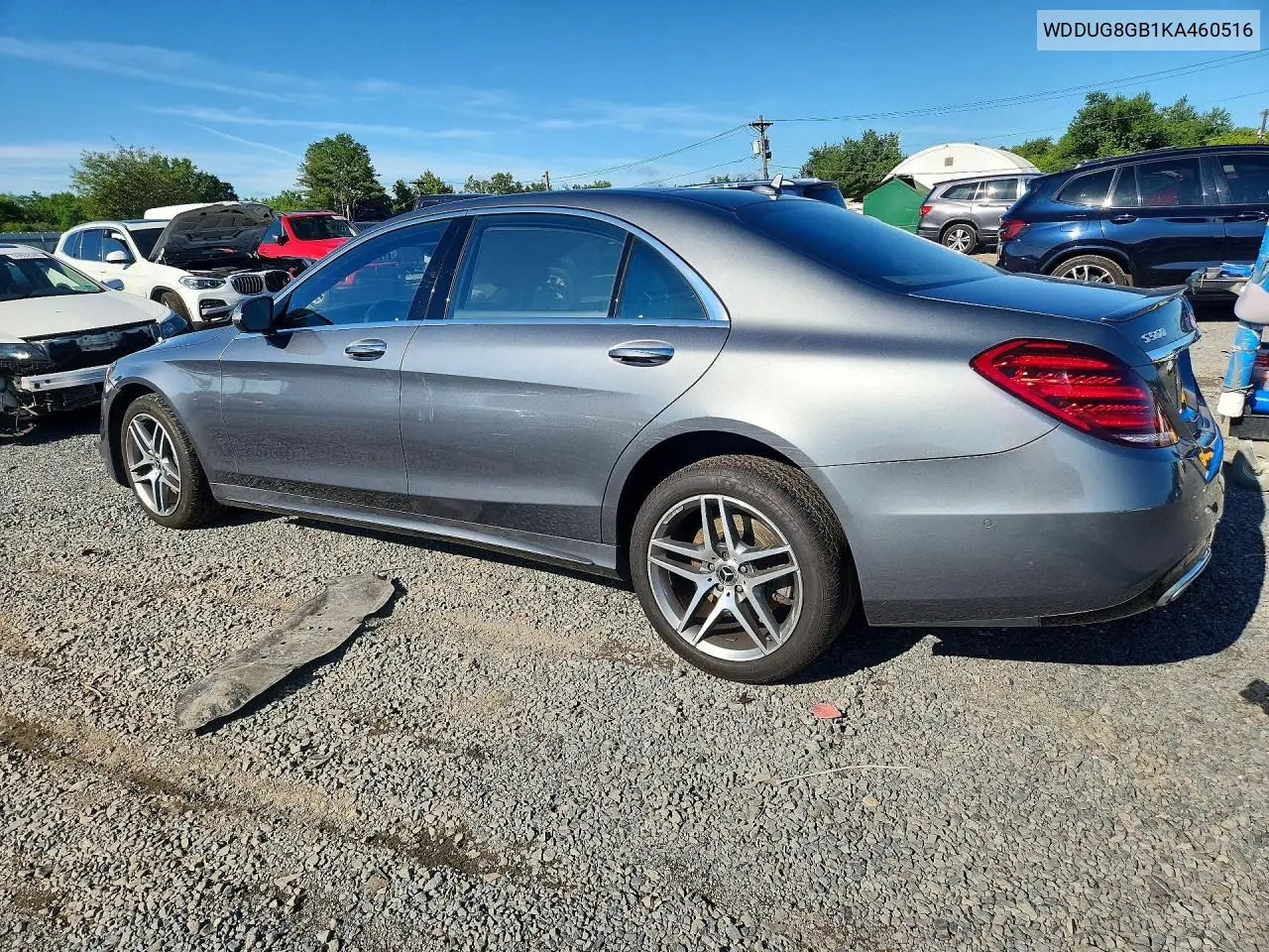 2019 Mercedes-Benz S 560 4Matic VIN: WDDUG8GB1KA460516 Lot: 59741356