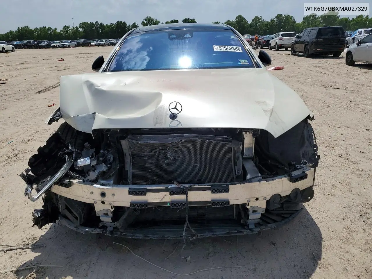 2021 Mercedes-Benz S 580 4Matic VIN: W1K6G7GBXMA027329 Lot: 57569886