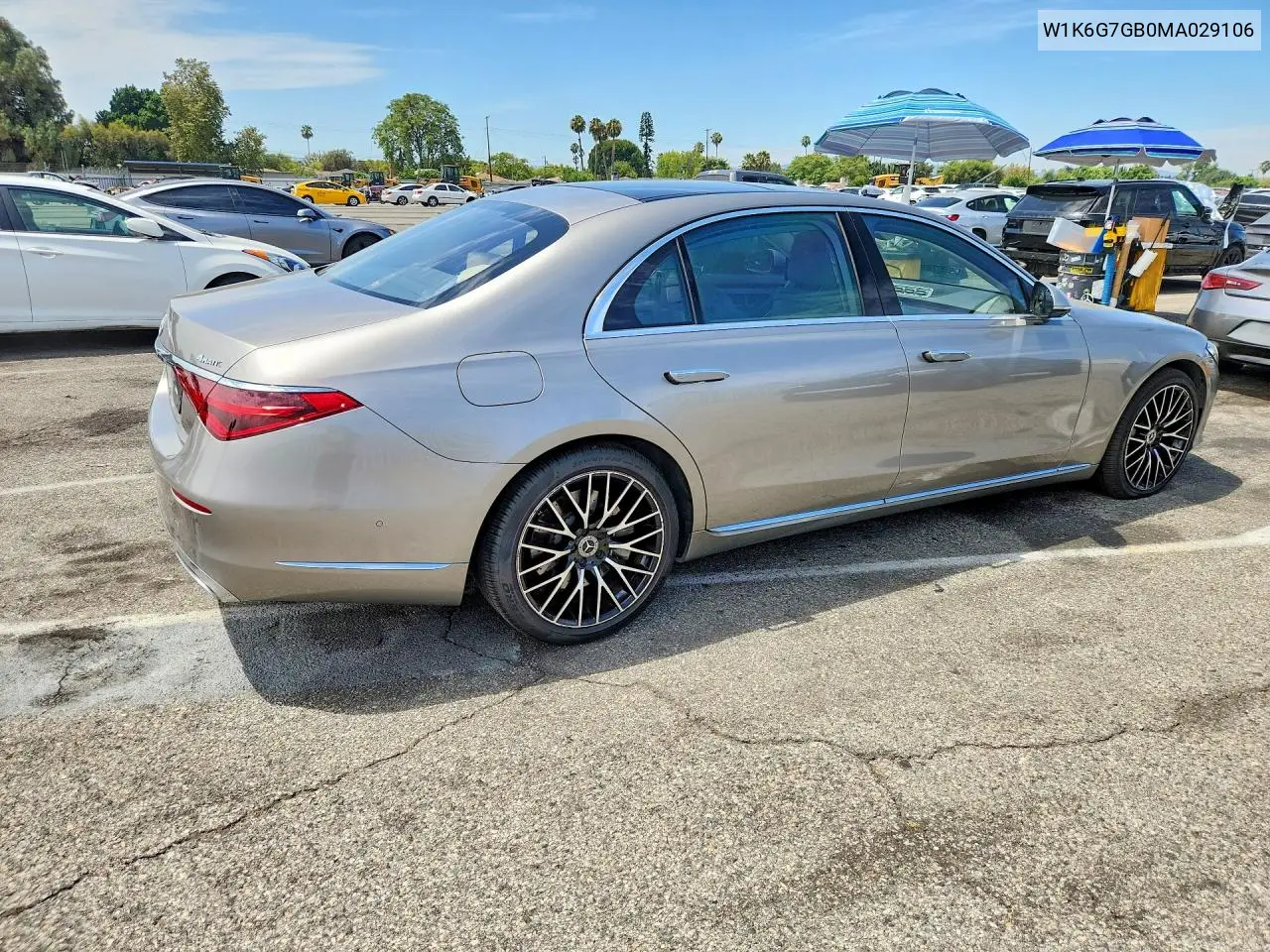 2021 Mercedes-Benz S 580 4Matic VIN: W1K6G7GB0MA029106 Lot: 60610006