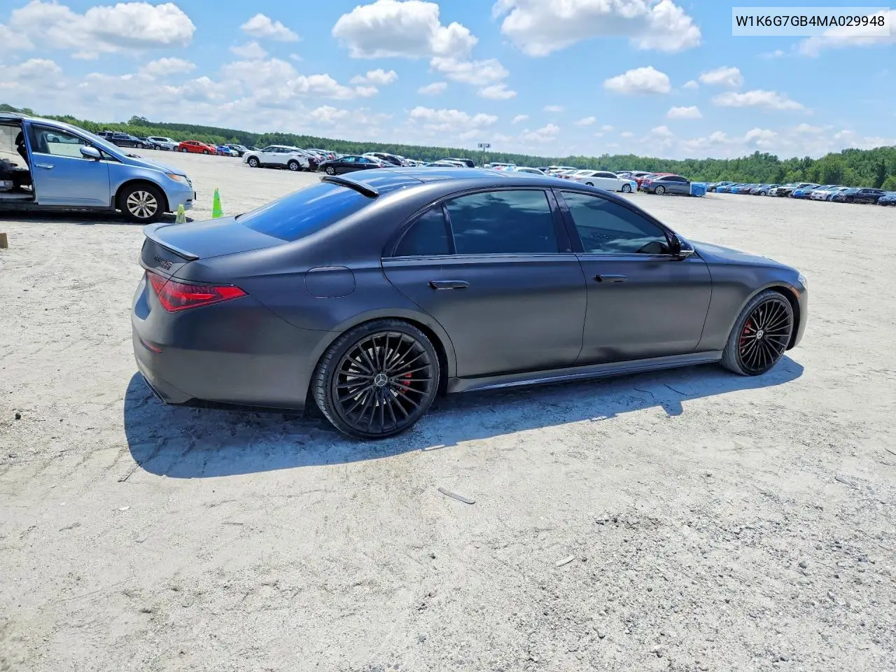 2021 Merz S 580 4Mat VIN: W1K6G7GB4MA029948 Lot: 61535796