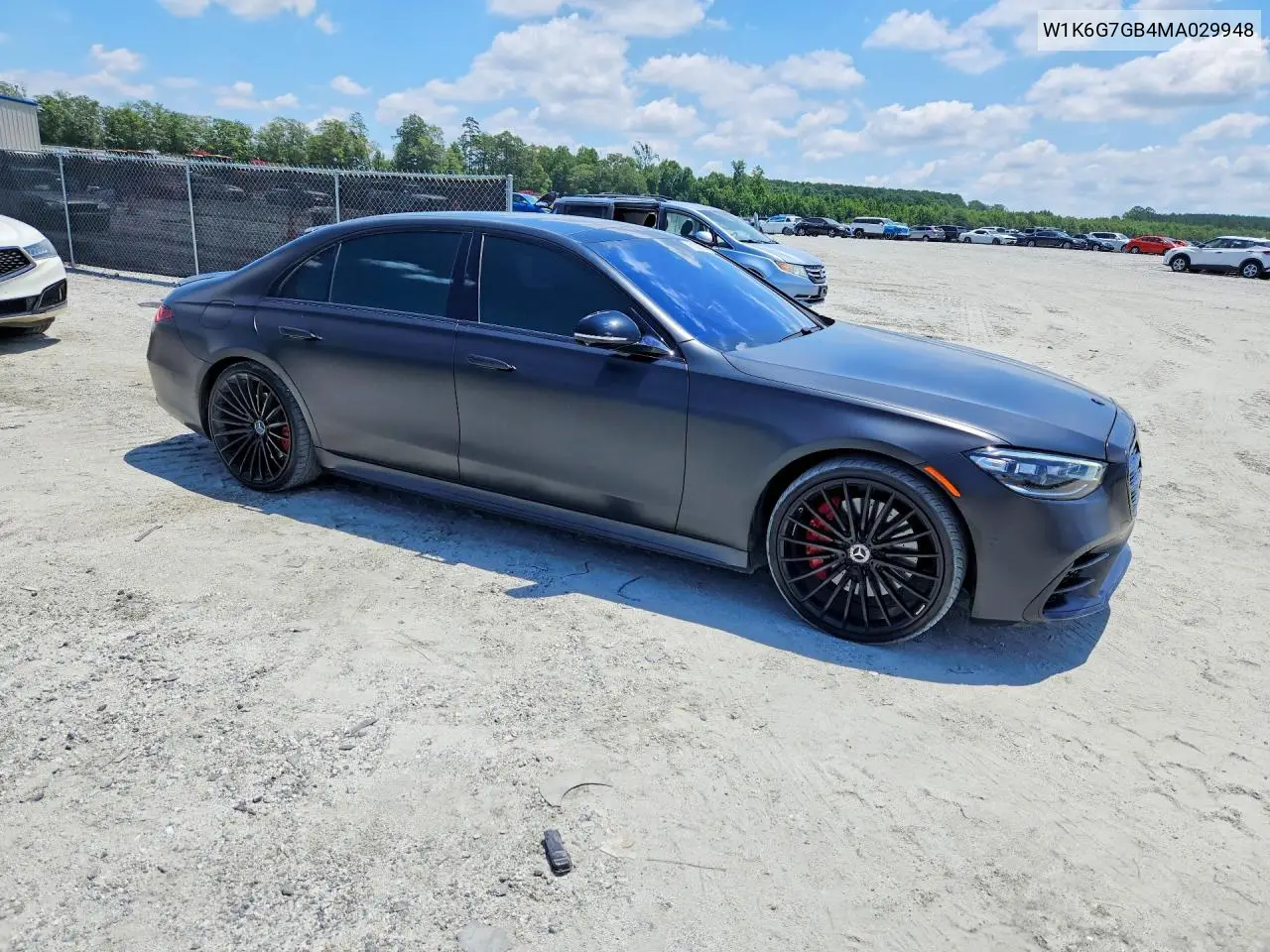 2021 Merz S 580 4Mat VIN: W1K6G7GB4MA029948 Lot: 61535796