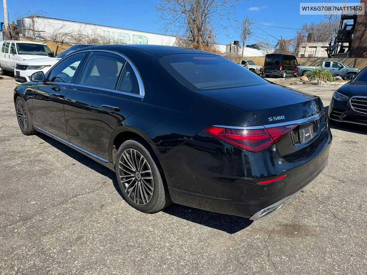 2022 Mercedes-Benz S 580 4Matic VIN: W1K6G7GB7NA111450 Lot: 47657536