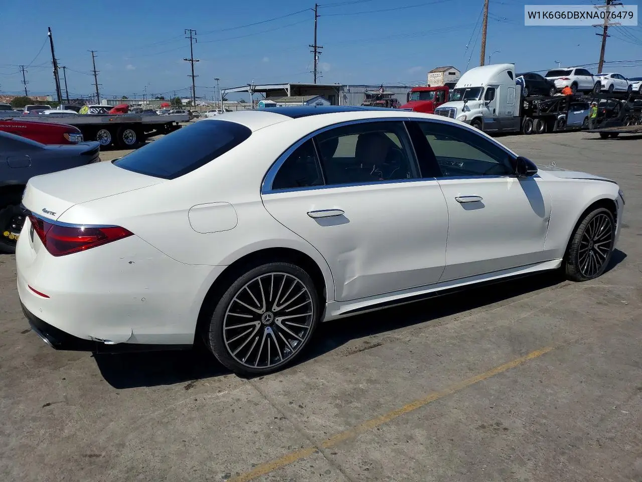 2022 Mercedes-Benz S 500 4Matic VIN: W1K6G6DBXNA076479 Lot: 52916736