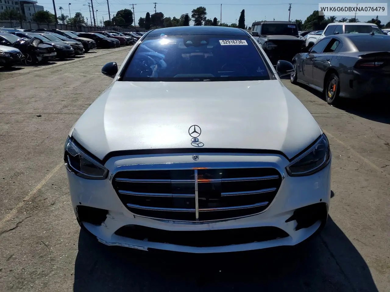 2022 Mercedes-Benz S 500 4Matic VIN: W1K6G6DBXNA076479 Lot: 52916736