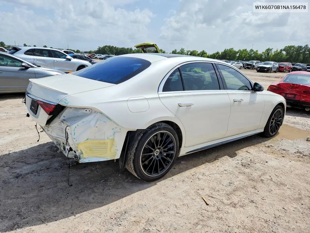 2022 Mercedes-Benz S 580 4Matic VIN: W1K6G7GB1NA156478 Lot: 61048346
