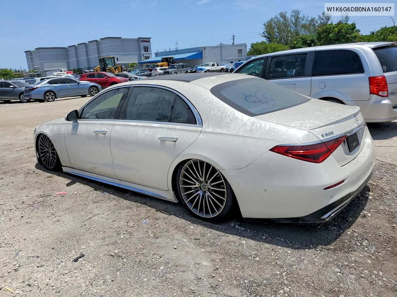 2022 Mercedes-Benz S 500 4Matic VIN: W1K6G6DB0NA160147 Lot: 61142846