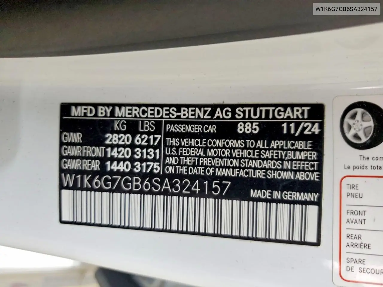 2025 Mercedes-Benz S 580 4Matic VIN: W1K6G7GB6SA324157 Lot: 58825266