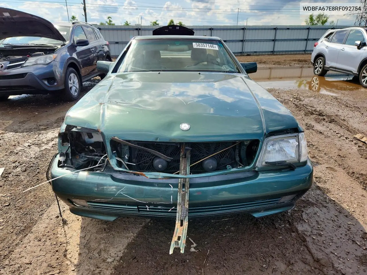 1994 Mercedes-Benz Sl 500 VIN: WDBFA67E8RF092754 Lot: 58357146