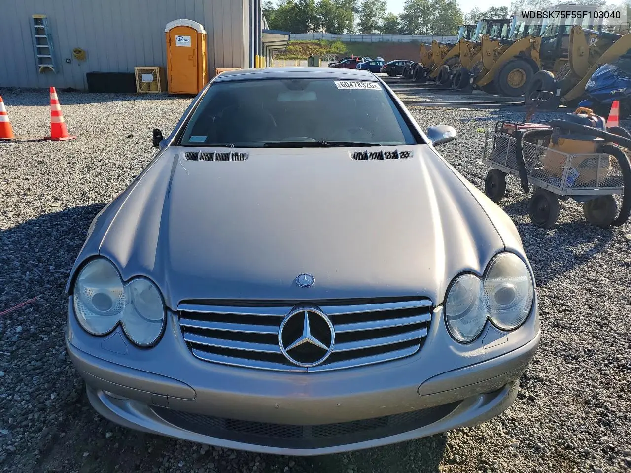 2005 Mercedes-Benz Sl 500 VIN: WDBSK75F55F103040 Lot: 60478326