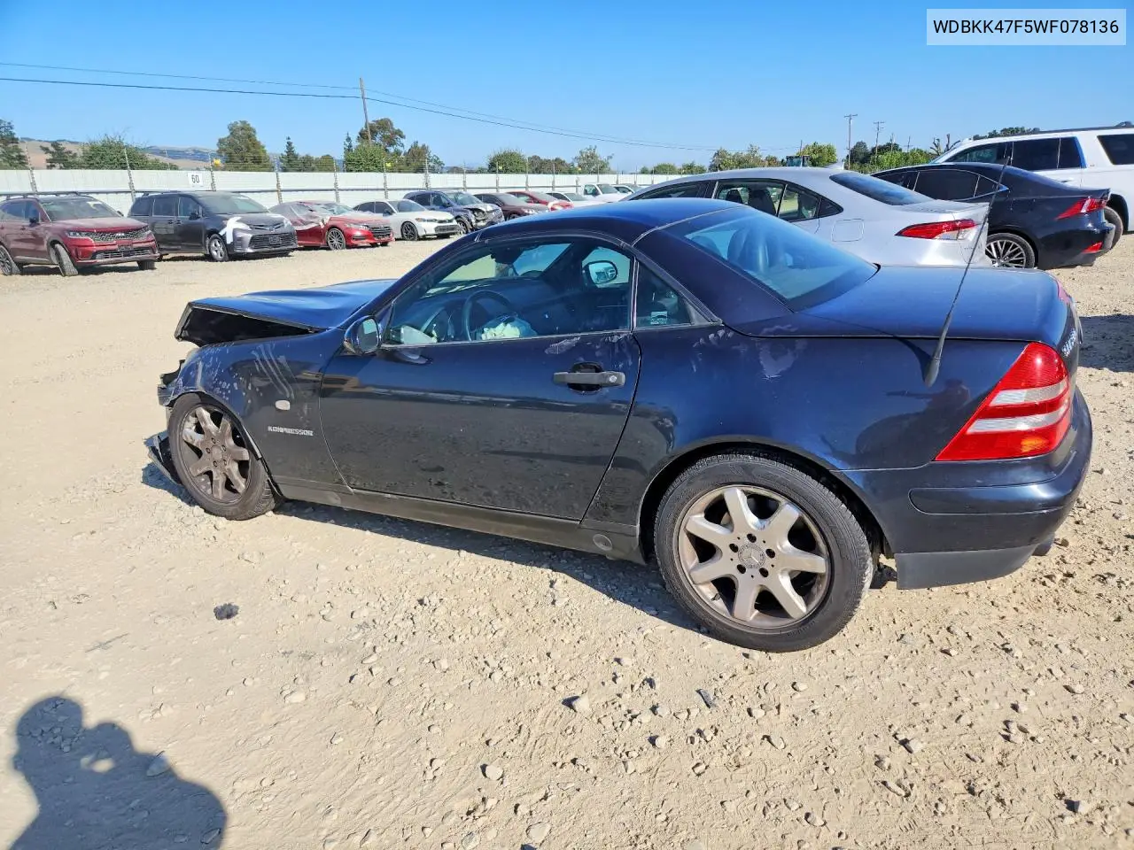 1998 Mercedes-Benz Slk 230 Kompressor VIN: WDBKK47F5WF078136 Lot: 52577506