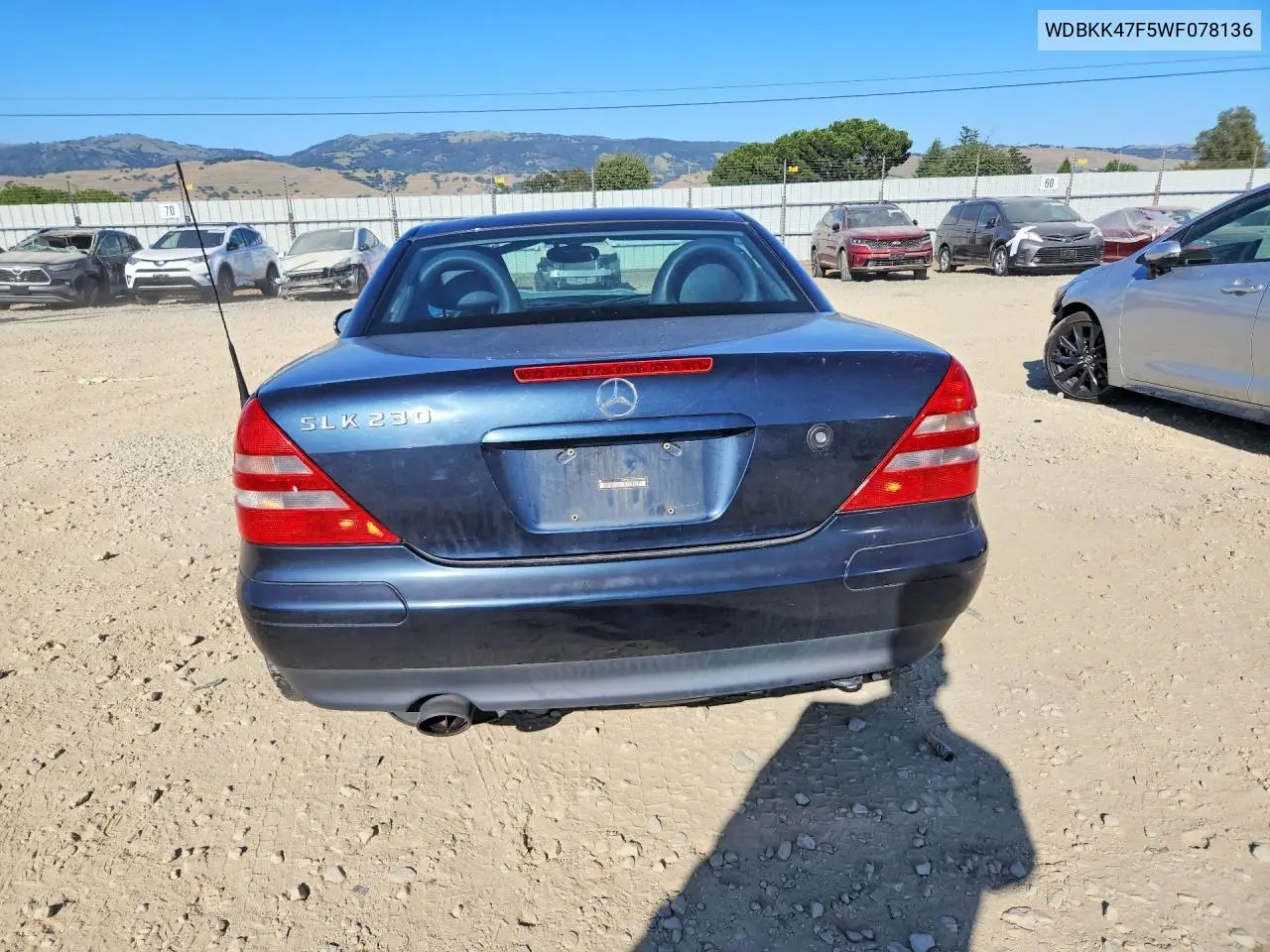 1998 Mercedes-Benz Slk 230 Kompressor VIN: WDBKK47F5WF078136 Lot: 52577506