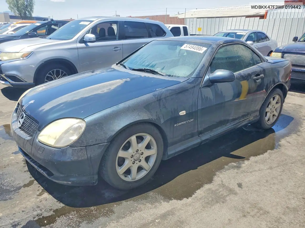 1998 Mercedes-Benz Slk 230 Kompressor VIN: WDBKK47F3WF019442 Lot: 57494086