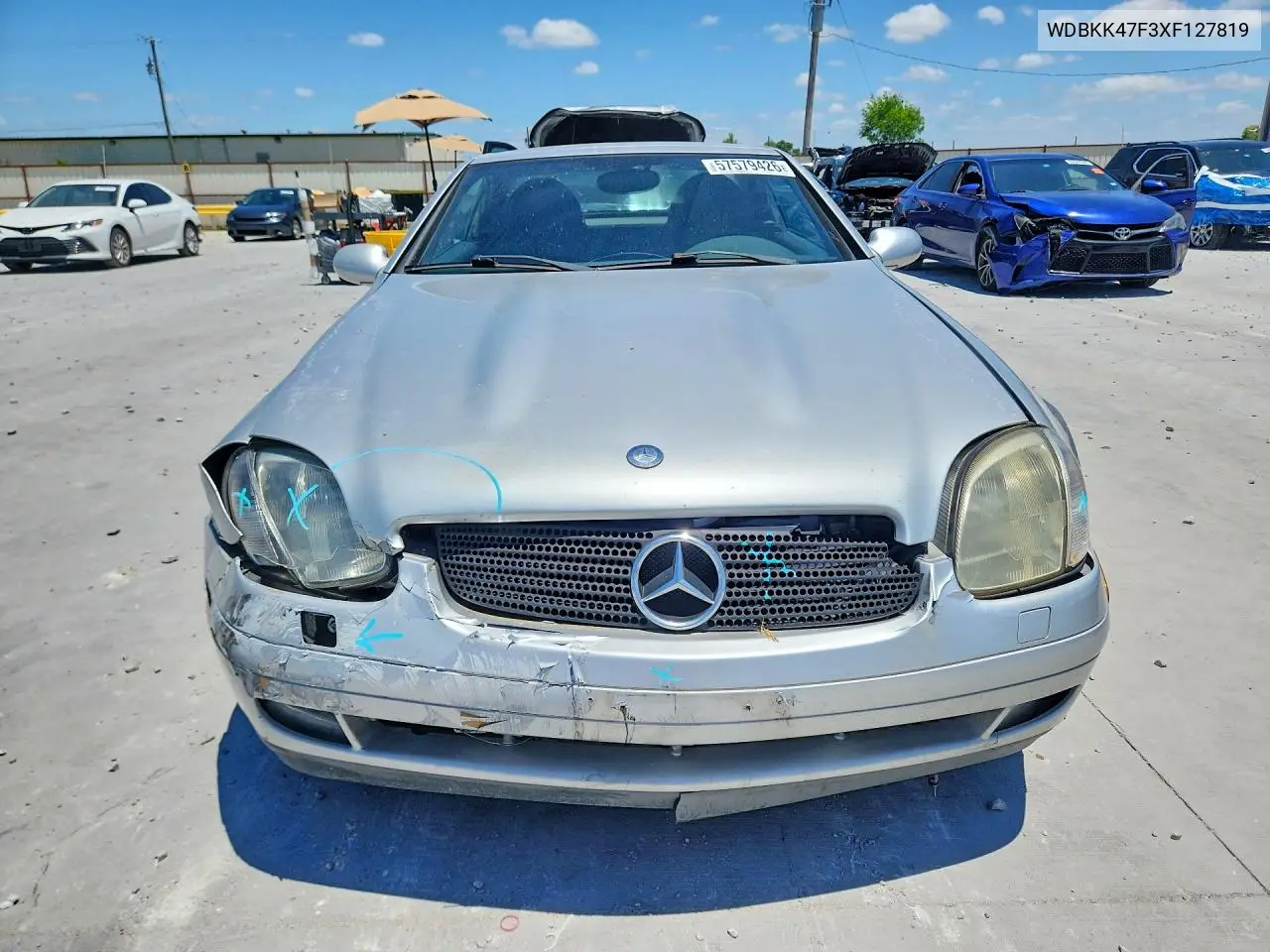 1999 Mercedes-Benz Slk 230 Kompressor VIN: WDBKK47F3XF127819 Lot: 57579426