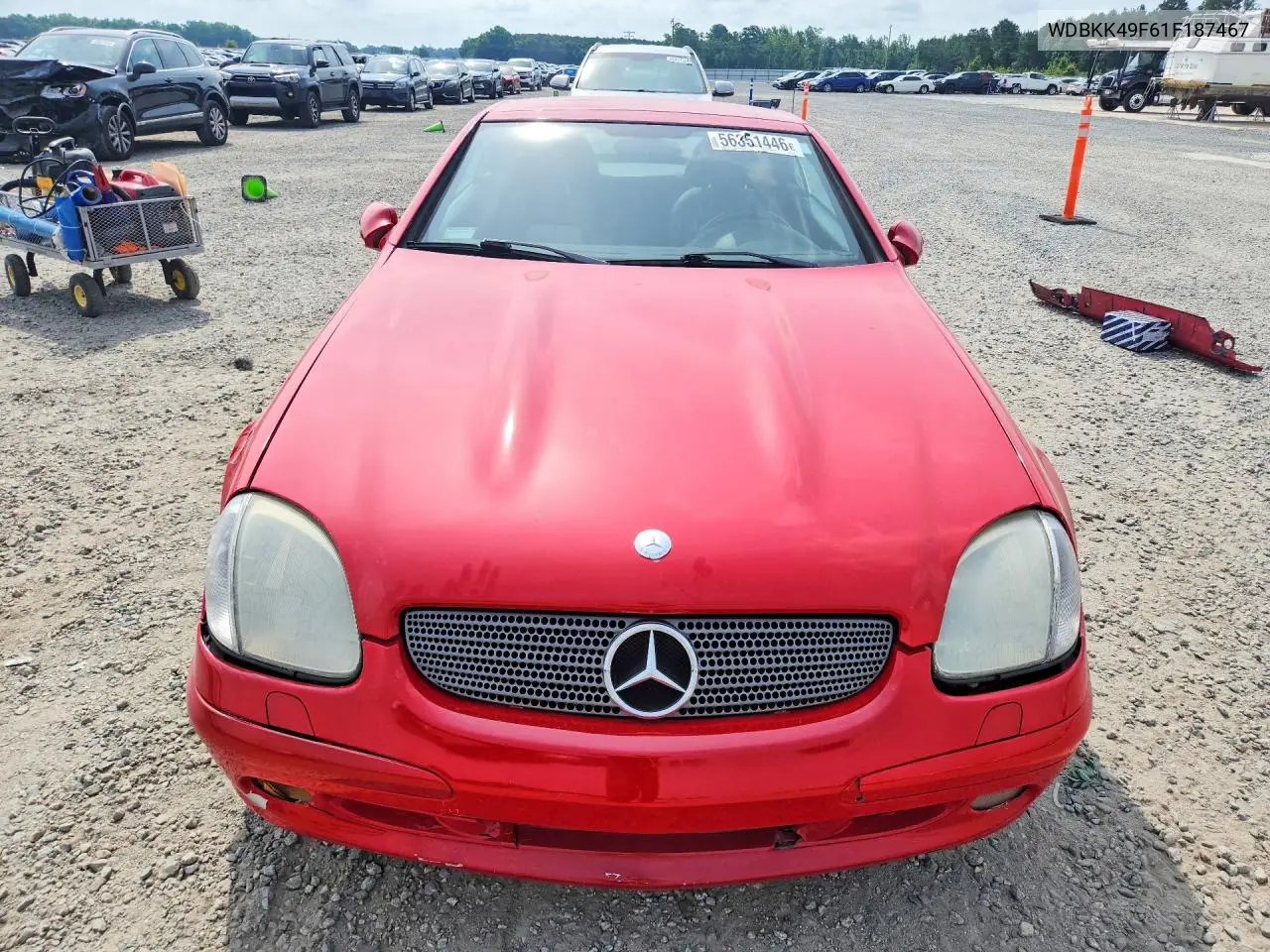 2001 Mercedes-Benz Slk 230 Kompressor VIN: WDBKK49F61F187467 Lot: 56351446