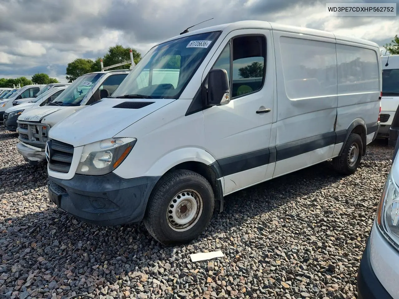 2017 Mercedes-Benz Sprinter 2500 VIN: WD3PE7CDXHP562752 Lot: 61725636