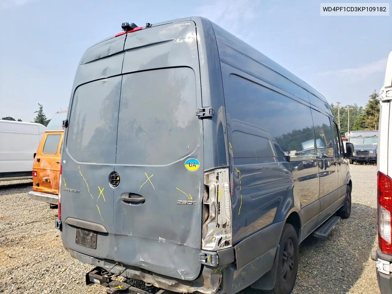 2019 Mercedes-Benz Sprinter 2500/3500 VIN: WD4PF1CD3KP109182 Lot: 61329246