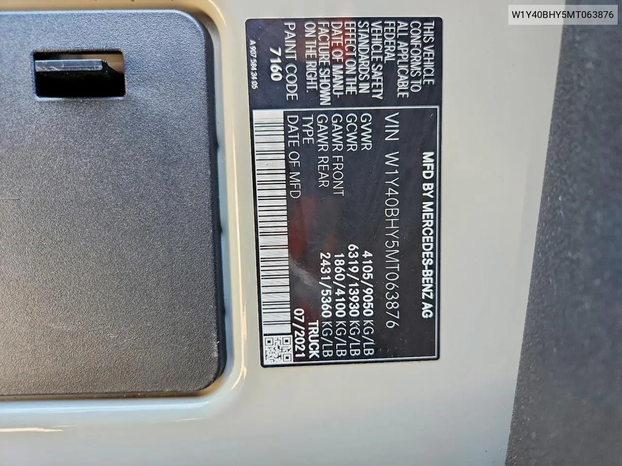 2021 Mercedes-Benz Sprinter 2500 VIN: W1Y40BHY5MT063876 Lot: 54620726