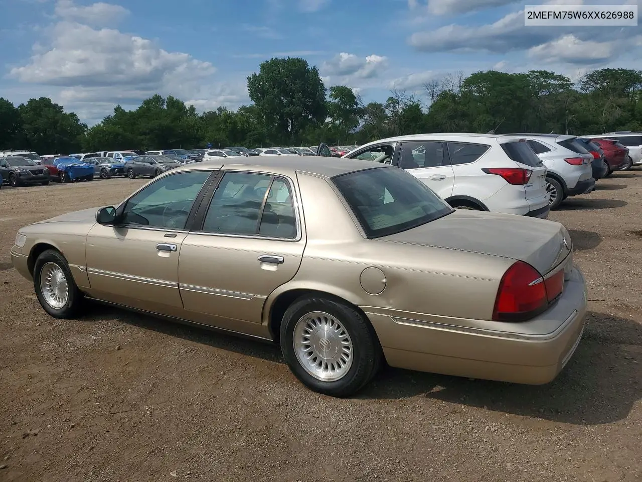 1999 Mercury Grand Marquis Ls VIN: 2MEFM75W6XX626988 Lot: 58958996
