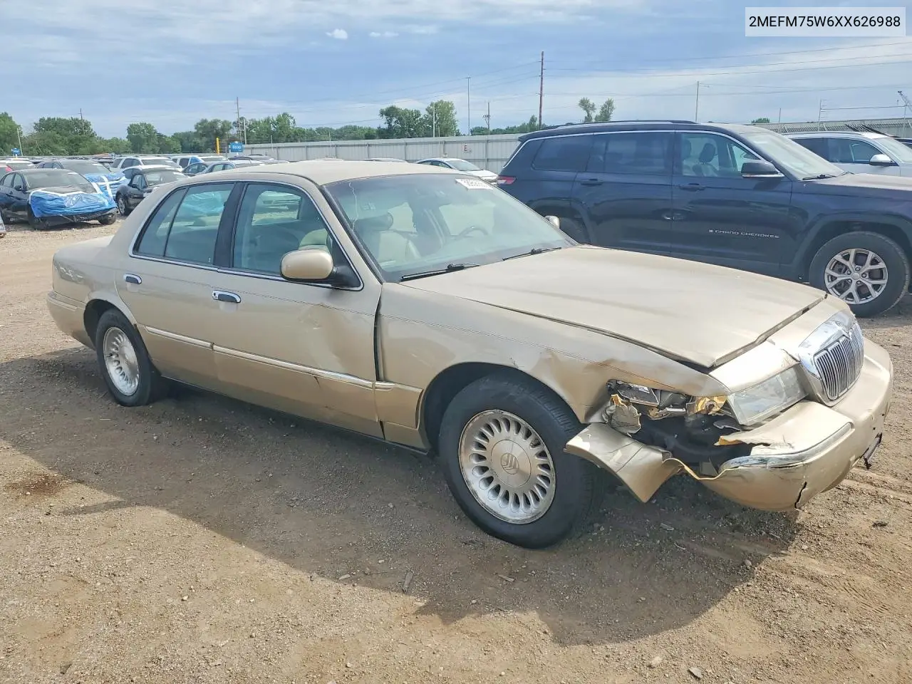 1999 Mercury Grand Marquis Ls VIN: 2MEFM75W6XX626988 Lot: 58958996