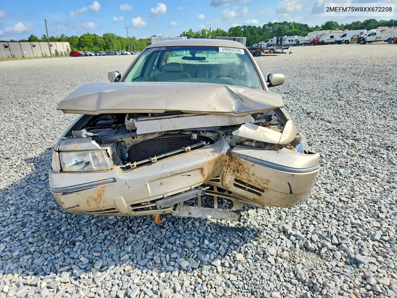 1999 Mercury Grand Marquis Ls VIN: 2MEFM75W8XX672208 Lot: 59993726