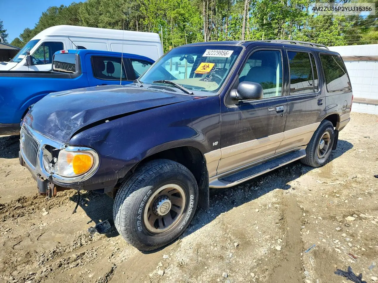 2000 Mercury Mountaineer VIN: 4M2ZU86P2YUJ15356 Lot: 52229956