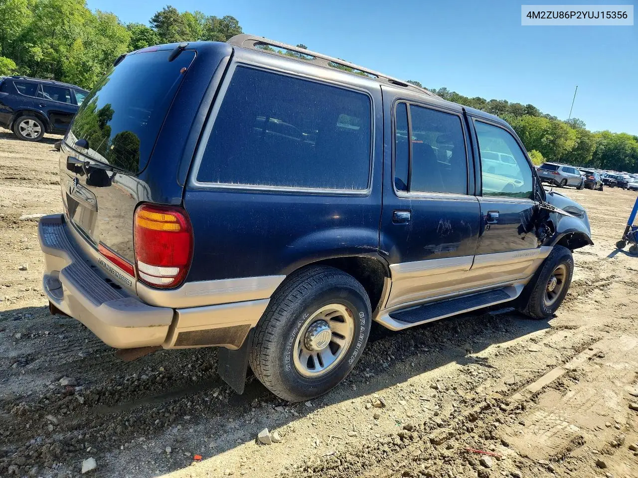 2000 Mercury Mountaineer VIN: 4M2ZU86P2YUJ15356 Lot: 52229956