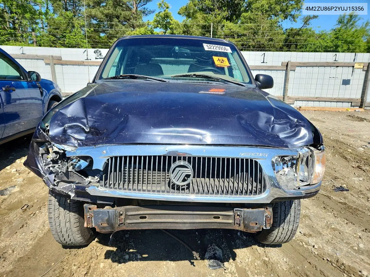 2000 Mercury Mountaineer VIN: 4M2ZU86P2YUJ15356 Lot: 52229956