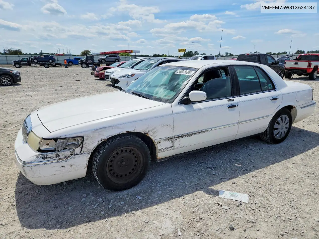2001 Mercury Grand Marques VIN: 2MEFM75W31X624137 Lot: 58045606