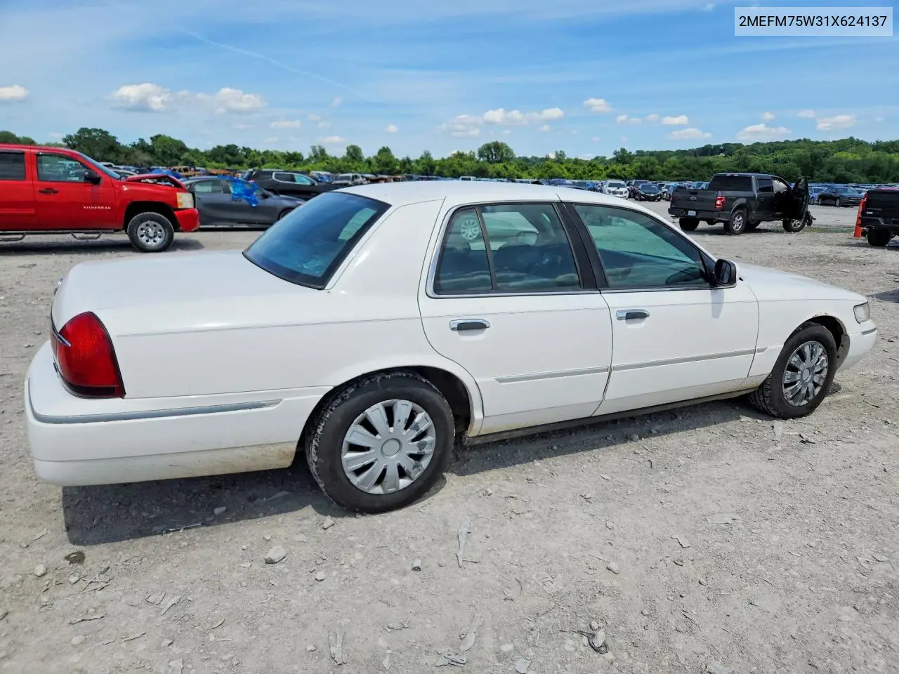 2001 Mercury Grand Marques VIN: 2MEFM75W31X624137 Lot: 58045606