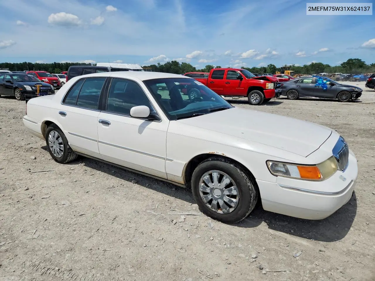 2001 Mercury Grand Marques VIN: 2MEFM75W31X624137 Lot: 58045606