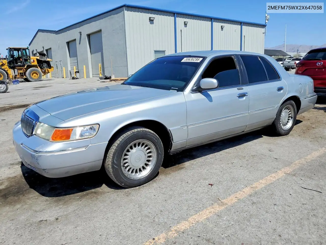 2002 Mercury Grand Marquis Ls VIN: 2MEFM75WX2X647058 Lot: 55636286